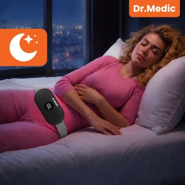 Pas Grzejący z Masażerem na okres i plecy - przeciwbólowy, ciepło + wibracje, 6 poziomów intensywności, akumulator 1800 mAh - Dr.Medic ThermoPulse™ Czarny