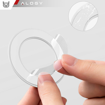 Blaszka magnetyczna do MagSafe naklejka Ring Pierścień Nakładka na Uchwyt Uniwersalna skórzana Alogy Magnetic biała