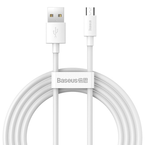 Kabel 1.5m Baseus przewód x2 USB - micro USB 2.1A White