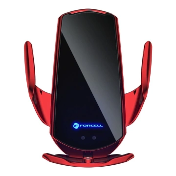 Uchwyt Samochodowy Ładowarka Forcell HS1 Auto IR Qi 15W Indukcja Czerwony