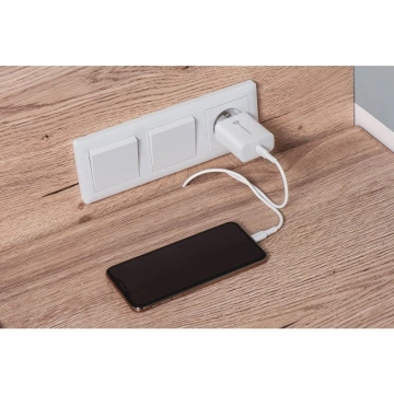 Szybka Ładowarka Forcell 25W PD QC 4.0 USB-C + kabel USB C do USB C biała