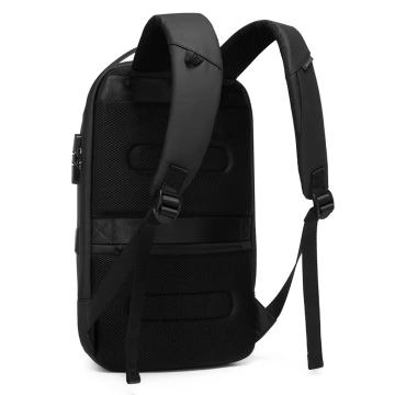 Plecak Antykradzieżowy wodoodporny Bange na laptopa 15.6" miejski podróżny 48x30x16 cm do pracy samolotu męski damski z gniazdem USB i zamkiem szyfrowym Czarny