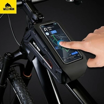 Wildman M90 Fahrradtasche Rahmentasche mit Telefonfenster Schwarz