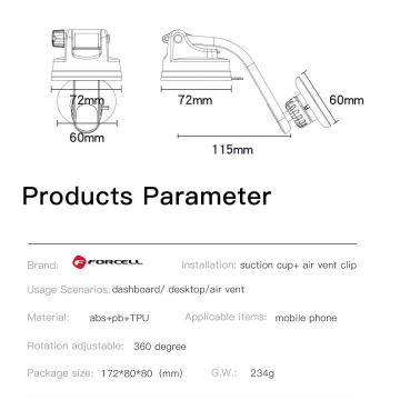 Uchwyt Samochodowy Forcell  F-GRIP MagLuxe Magnetyczny 3w1 z Regulacją