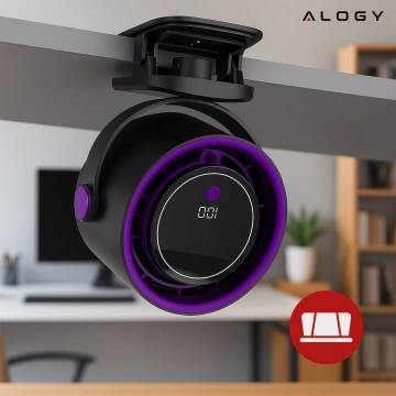Wiatrak biurkowy ścienny cichy 25dB z klipsem bateria 8H mały 5 trybów wentylator cyrkulator powietrza Alogy ClipFan™ Ciemny Szary