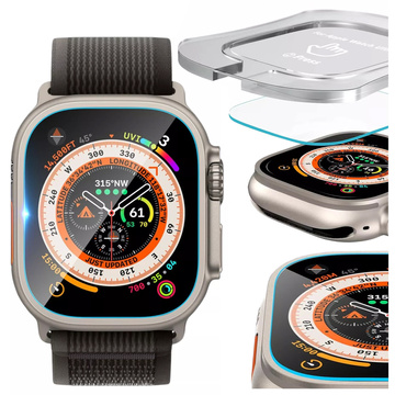 Gehärtetes Glas für Apple Watch Ultra 2 / Ultra 49 mm Displayschutz Alogy Protector 9H mit Positionierungsrahmen