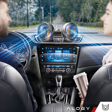 Doppelter Autolüfter für das Cockpit, verstellbar, geräuschlos, für den Zigarettenanzünder für Alogy Car 12V Black