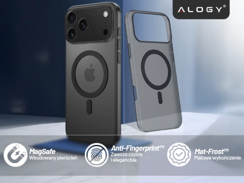 Etui do Apple iPhone 17 Pro – matowa obudowa do MagSafe z ochroną obiektywu, smukłe i odporne na zarysowania, idealne dopasowanie – Alogy Skinny MatteCase™ Czarne + 2x Szkło hartowane