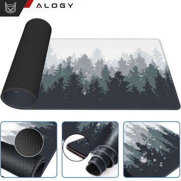Schreibtischunterlage für Maus und Tastatur. Rutschfeste Gaming-Schutzmatte XL 80 x 40 cm Alogy Las Forest