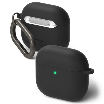 Etui do Apple AirPods 4 Ringke Silicone Black + Karabińczyk