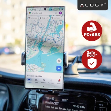 Uchwyt samochodowy na telefon szybę kratkę kokpit deskę do samochodu auta do telefonu 7" Alogy 3w1 Czarny