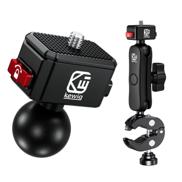 Uchwyt Motocyklowy Aluminiowy Kewig QuickLock do Kamer Sportowych telefonów 1/4 360, Stabilny z Blokadą Antywibracyjną, Szybkozaciskowy Montaż na Kierownicy lub Ramie