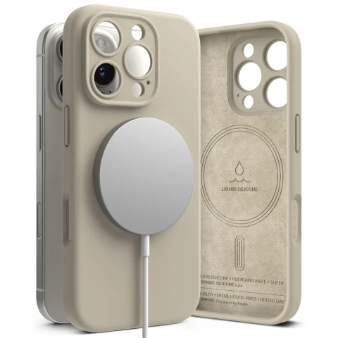 Etui magnetyczne silikonowe Ringke MagSafe do iPhone 16 Pro Beżowy