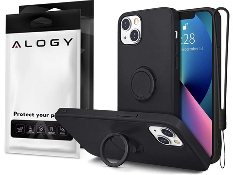 Etui silikonowe Ring Ultra Slim Alogy do Apple iPhone 13 Mini Czarne + Szkło