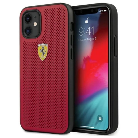 Etui na telefon Ferrari iPhone 12 mini  5,4" czerwony/red hardcase On Track Perforated