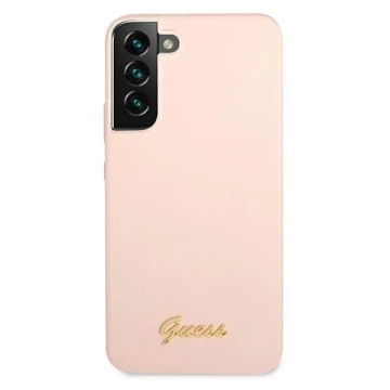Ratet mal, GUHCS22MLSLMGPP S22 S906 różowy/pink Hardcase Silikon-Schriftzug Metall-Logo