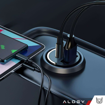 Ładowarka samochodowa USB QC 4.0 + USB-C typ C PD 30W szybka mocna do telefonu Alogy Car czarna