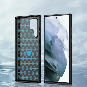 Etui na telefon Carbon Case do Samsung Galaxy S23 Ultra elastyczny silikonowy karbonowy pokrowiec Czarne