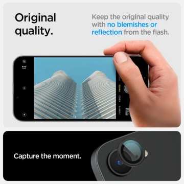 Osłona aparatu do iPhone 16e Spigen Optik Pro Glas.TR „EZ Fit” Camera Protector 2-Pack Black