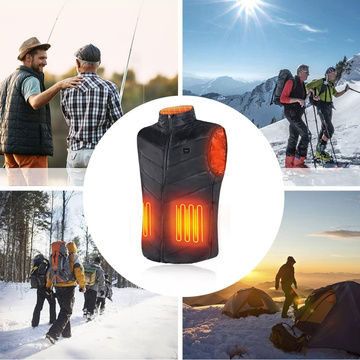 Beheizte Weste Damen Herren ärmellose Jacke USB gesteppt beheizt elektrisch Winter Unisex Größe XL Schwarz