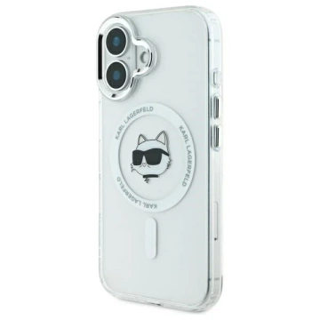 Etui Karl Lagerfeld do iPhone 16 Plus 6.7" Biały MagSafe Hardcase IML Metal Choupette Head 