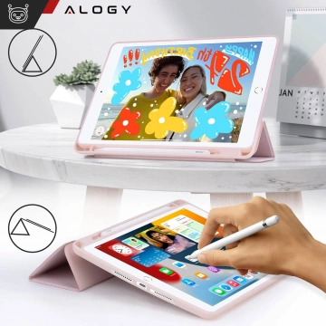 Etui do Apple iPad 10.2" 9/8/7 Gen (2021/2020/2019), Ochronne Smart Case z Klapką i Podstawką, Odporne TPU, Wzmocnione Narożniki, Alogy BookGuard™ – Rożowe