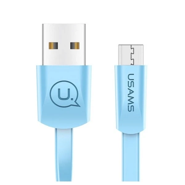 USAMS U2 microUSB-Flachkabel 1,2 m blau