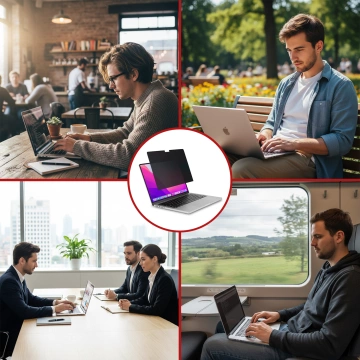 Magnetyczna folia prywatyzująca do Macbook Pro 14" 2021-2024 – ochrona prywatności, łatwy montaż, pokrowiec do przechowywania, redukcja odblasków – Alogy SecureView™