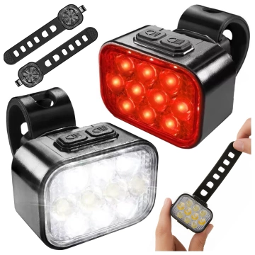 Lampka rowerowa LED 500 LM 200 LM Alogy DuoRide™ Lights 20 LED Latarka na rower wodoodporne światło światełko na przód i tył przednia tylna 2 zestaw