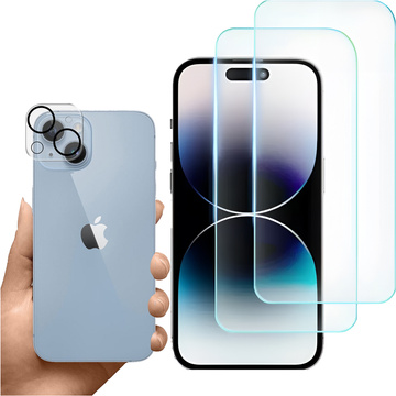 Szkło hartowane do Apple iPhone 15 2x na ekran + 1x na obiektyw aprat Lens zestaw szkieł