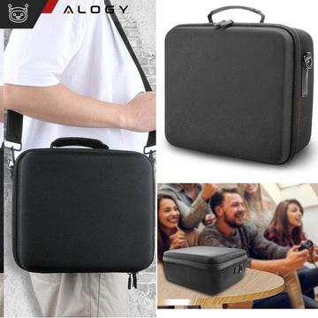 Etui kuferek walizka torba do Nintendo Switch OLED akcesoria 21 gier Alogy Wodoodporne z paskiem Czarny