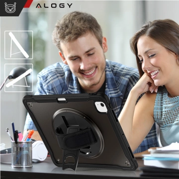 Etui pancerne 360 z miejscem na rysik do Apple iPad Air 11" (2024,2025) / Air 10.9" (2020,2022) / Pro 11 (2018) Alogy Pirate 360 Case obudowa na tablet Czarne