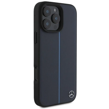 Mercedes iPhone 16 Pro Max 6.9" Hardcase MB Blue Line Leather MagSafe Granatowy