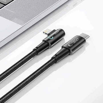  Kabel przewód kątowy USB Typ C - Lightning  UltraBoost "L" 20W/3A 100 cm Szary