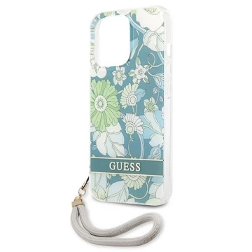 Guess GUHCP13LHFLSN iPhone 13 Pro / 13 6,1" zielony/green Hardcase Flower Strap