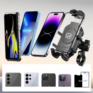 Uchwyt Motocyklowy Rowerowy na kierownicę KEWIG M26-C1 na telefon z systemem przeciwwstrząsowym na motor quada skuter Czarny