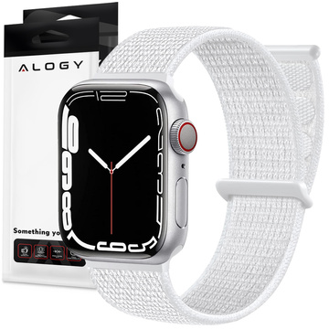 Pasek Alogy Nylon Strap z rzepem do Apple Watch 1/2/3/4/5/6/7/8/SE/Ultra (42/44/45/49mm) Biały