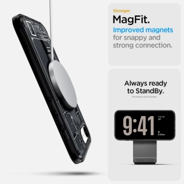 Etui für iPhone 16e Spigen Ultra Hybrid Mag MagSafe Zero One Schwarz