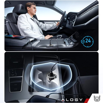 48 W USB QC 3.0 Autoladegerät 18 W USB-C C PD 30 W schnell leistungsstark für Alogy Autotelefon Mattschwarz
