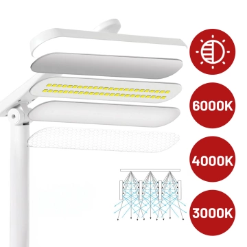 Lampka biurkowa LED nocna lampa USB na biurko dotykowa regulowana organizer i stojaki na telefon biała 