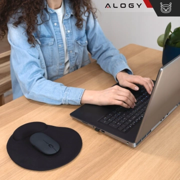 Alogy kabellose Maus, kleine ergonomische Maus für Laptop, PC, Bluetooth, 2,4 GHz, leise, Schwarz