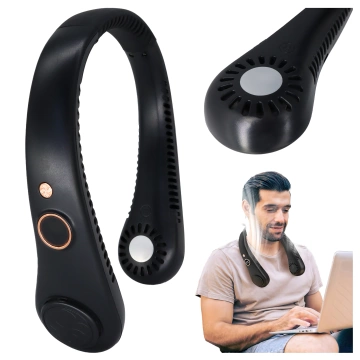 Alogy BreezeNeck™ Nackenventilator Mini-Luftzirkulator mit Display 1500mAh Schwarz