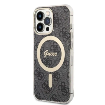 Zestaw Guess GUBPP14XHMEACSK Case+ Charger iPhone 14 Pro Max 6,7" czarny/black hard case MagSafe Marble 