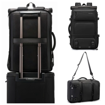 Bange wasserdichter Rucksack für 15,6-Zoll-Laptop, Stadtreisender, 45 x 30 x 16 cm, für Arbeit, Flugzeug, Herren, Damen, mit USB-Anschluss Schwarz