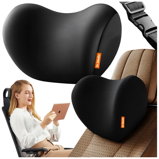Poduszka do Samochodu pod Głowę Kark Szyję DR.MEDIC ComfortSupport™ Ergonomiczna poduszka na fotel zagłówek krzesło do auta dla kierowcy pasażera