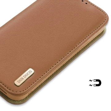 Dux Ducis Hivo Leather Flip Cover Echtes Leder Wallet für Karten und Dokumente iPhone 14 Plus Braun