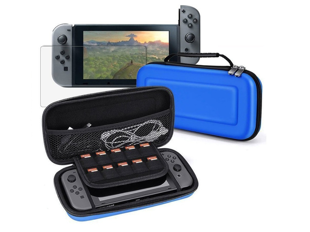 Etui futerał pokrowiec Alogy do konsoli Nintendo Switch Niebieskie 02 + Szkło