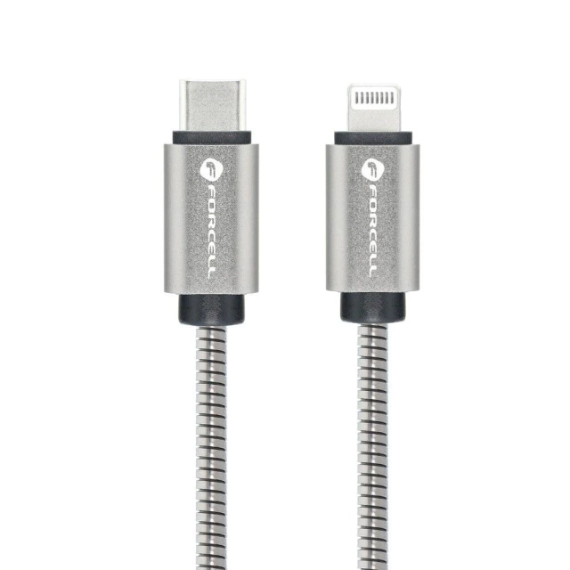 Kabel USB-C auf Lightning 27W 1m Forcell Stalowy PD iPhone iPad