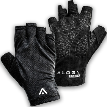 Fahrradhandschuhe M kurz fingerlos Herren Damen Unisex Sport Fahrradhandschuhe für MTB Gravel Kross Alogy Black