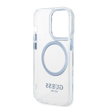 Etui Guess GUHMP14XHTRMB iPhone 14 Pro Max 6,7" niebieski/blau Hartschalenetui Metal Outline Magsafe